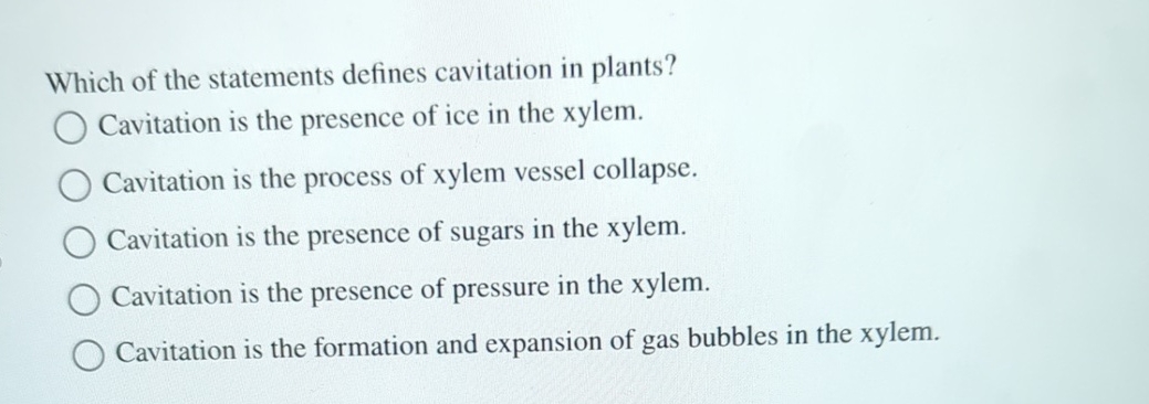 Solved Which of the statements defines cavitation in | Chegg.com