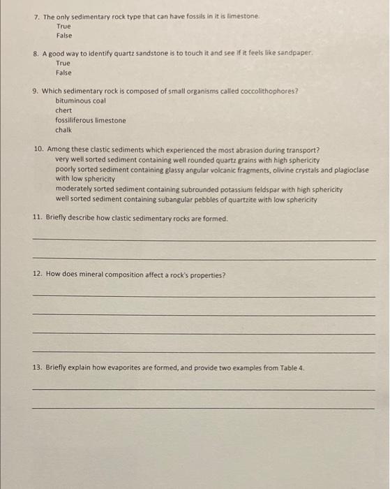 Solved SEDIMENTARY ROCKS LAB EXPERIMENT 2 LAB S 1. Place the | Chegg.com