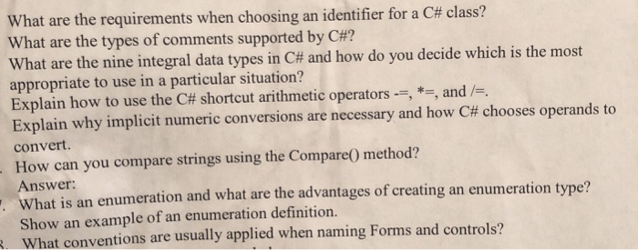 Solved What are the requirements when choosing an identifier | Chegg.com