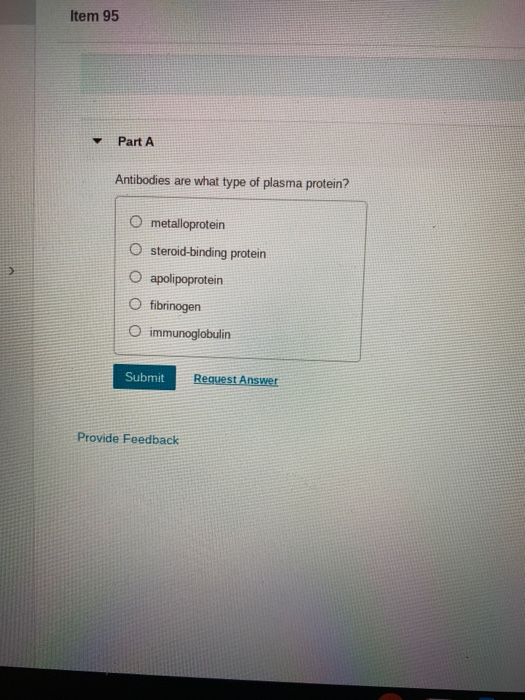 Solved Item 71 Part A The function of red blood cells is to | Chegg.com