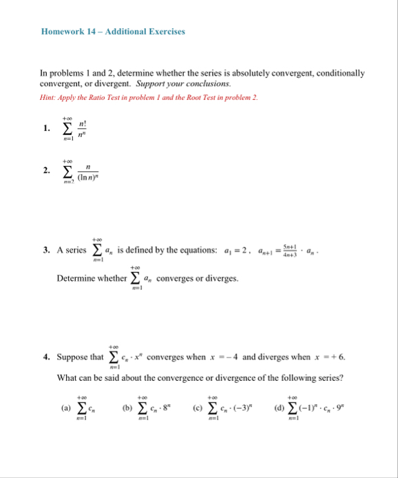 Solved Homework 14 -Additional ExercisesIn problems 1 ﻿and | Chegg.com