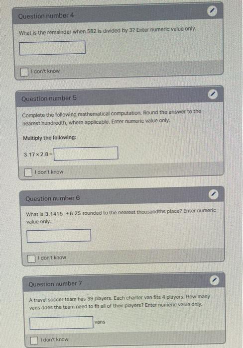Solved Question number 4 What is the remainder when 582 is | Chegg.com