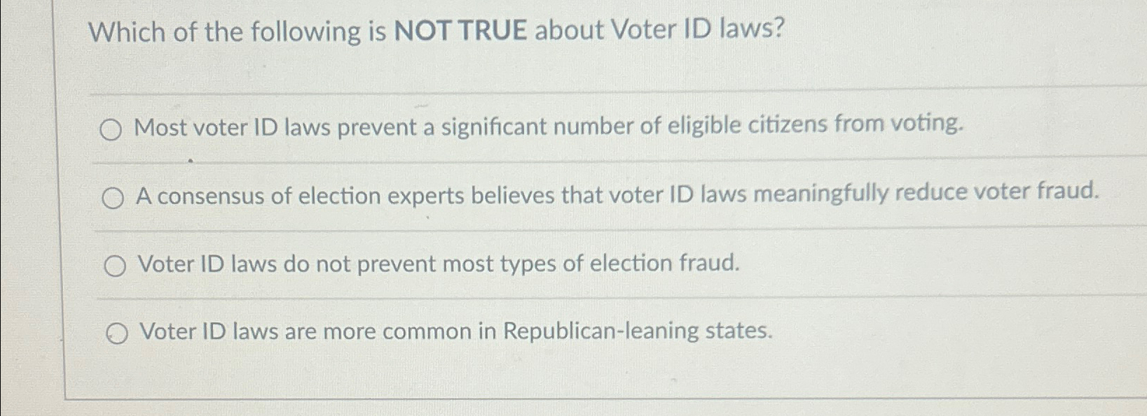 Solved Which of the following is NOT TRUE about Voter ID