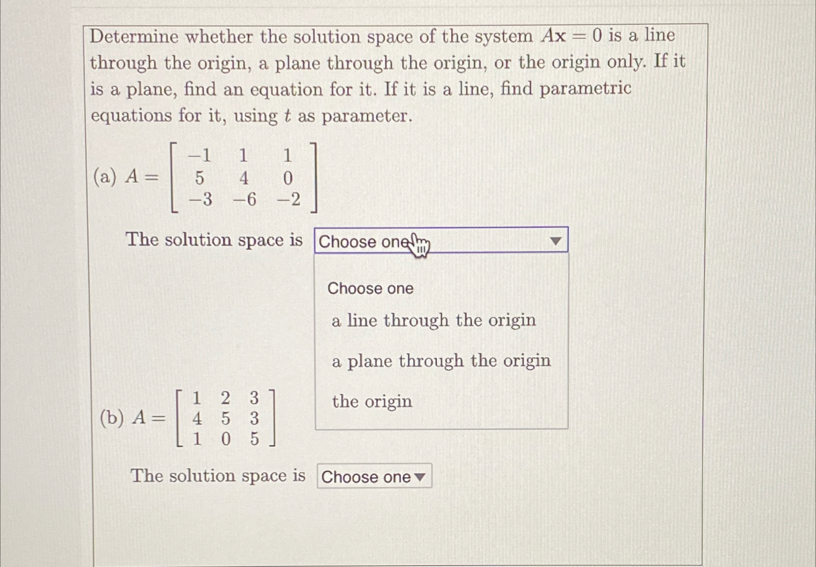 Solved Determine whether the solution space of the system | Chegg.com