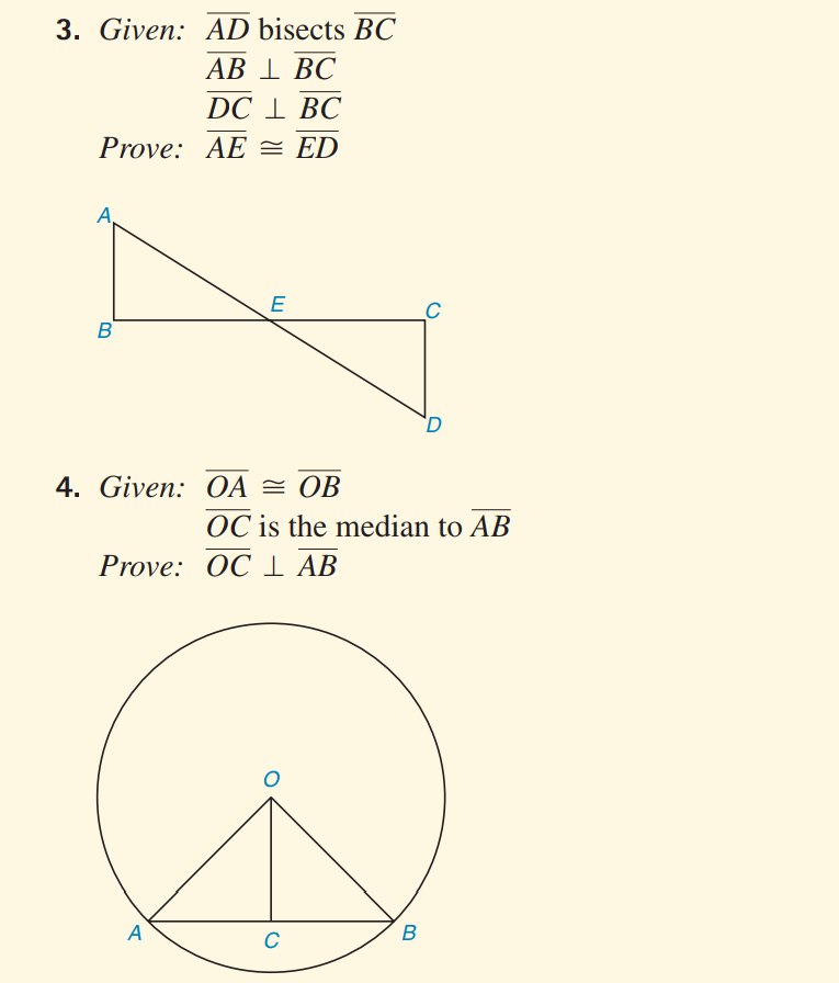 Solved 3 Given Prove Ad Bisects Bcab⊥bcdc⊥bc≅ed 4