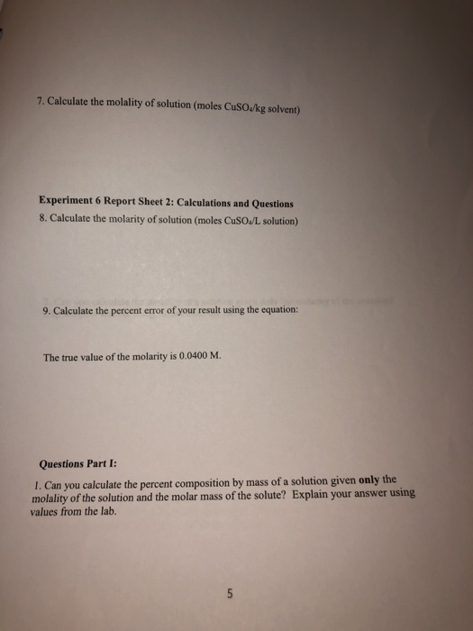 Solved Experiment #6 Solution Chemistry Purpose In The First | Chegg.com