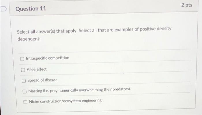 Solved 2 pts D Question 11 Select all answer(s) that apply: | Chegg.com