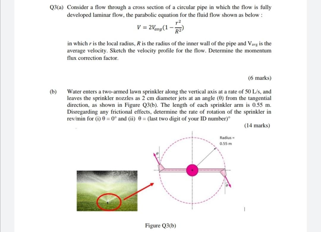 Solved Q3(a) Consider a flow through a cross section of a | Chegg.com