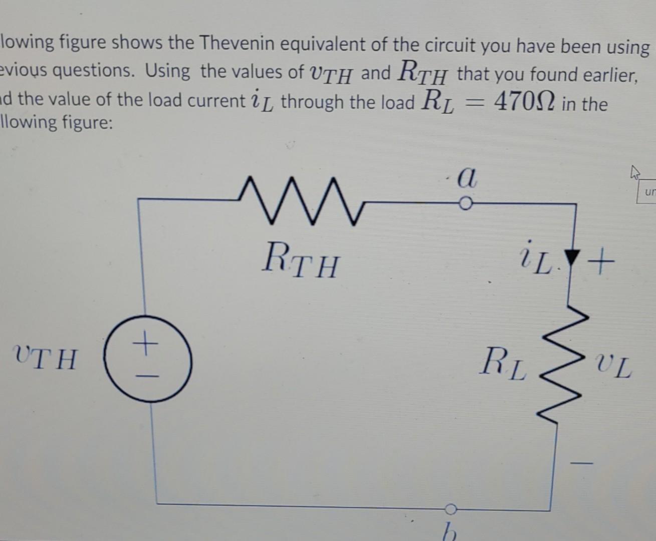 Solved Following figure shows the Thevenin equivalent of the | Chegg.com