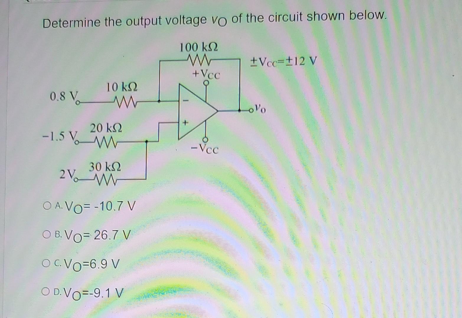 Solved Determine the output voltage vo of the circuit shown | Chegg.com