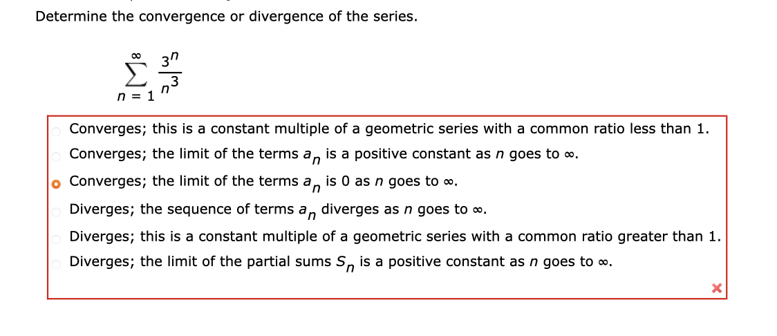 Solved Determine the convergence or ﻿divergence of ﻿the | Chegg.com