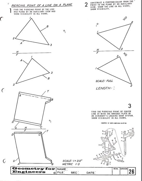 Solved C r PIERCING POINT OF A LINE ON A PLANE FIND THE | Chegg.com