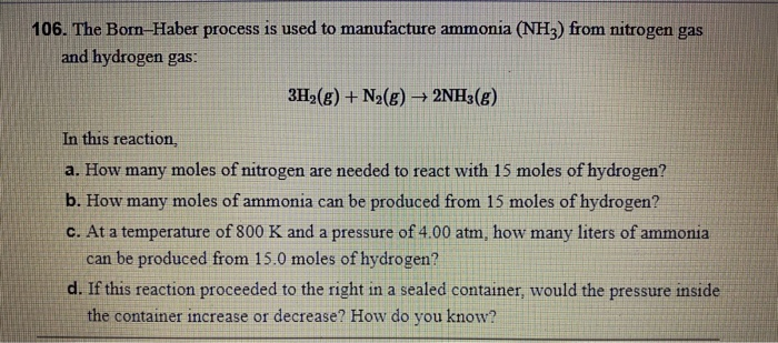 born haber process ammonia
