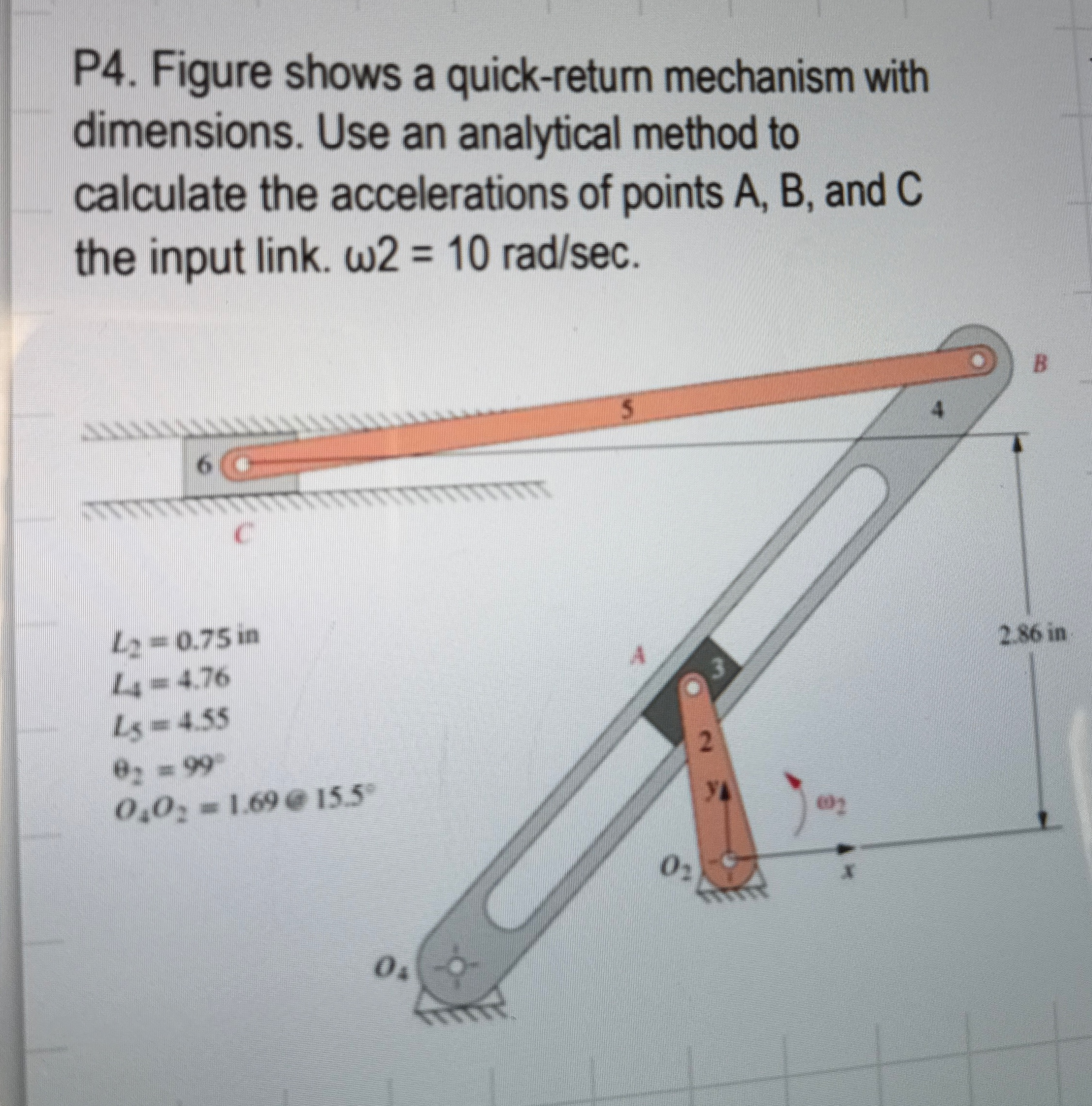 Solved P4. ﻿Figure shows a quick-return mechanism with | Chegg.com