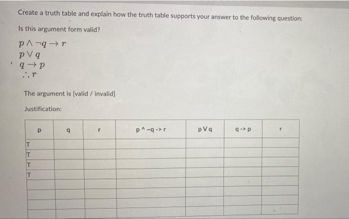 Solved Create a truth table and explain how the truth table | Chegg.com