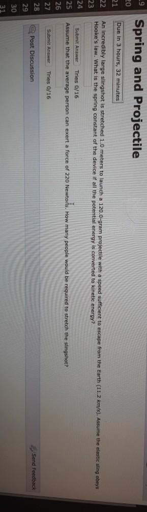 Solved 29 Spring and Projectile 20 Due in 3 hours, 32 | Chegg.com