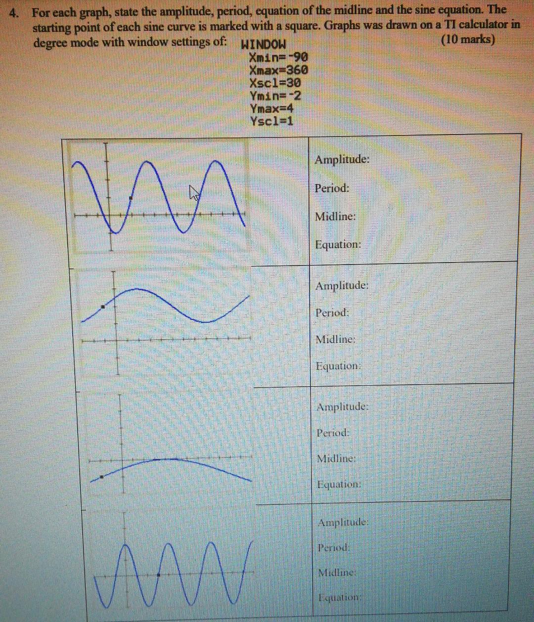 Solved 3. The graphs of two sine functions, y = a | Chegg.com