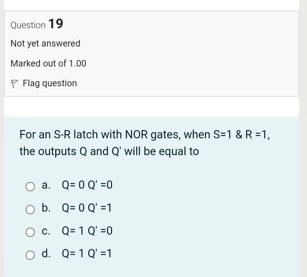 Solved Question 1 Not yet answered Marked out of 1.00 p Flag