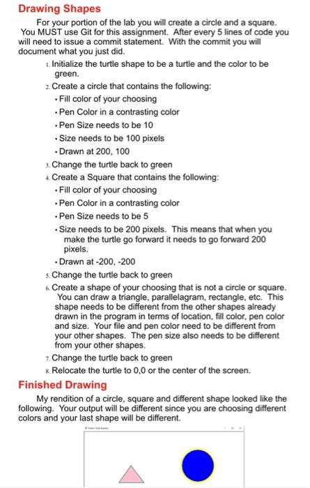 Solved Drawing Shapes For your portion of the lab you will | Chegg.com