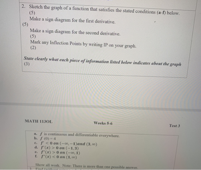 Solved 2 Sketch The Graph Of A Function That Satisfies T