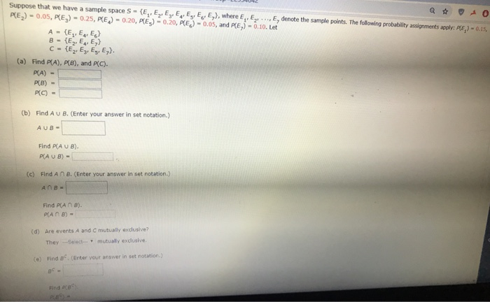 Solved Suppose that we have a sample space S-E, E E , EE , | Chegg.com