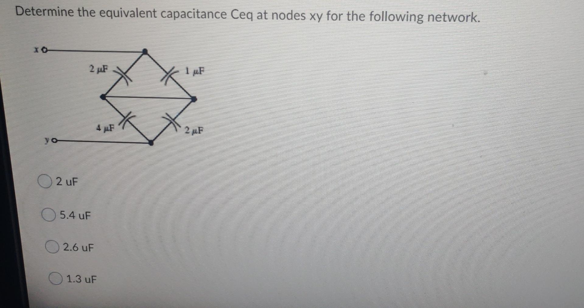 Solved Determine the equivalent capacitance Ceq at nodes xy | Chegg.com