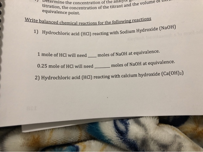 Solved titration, the concentration of the titrant and the