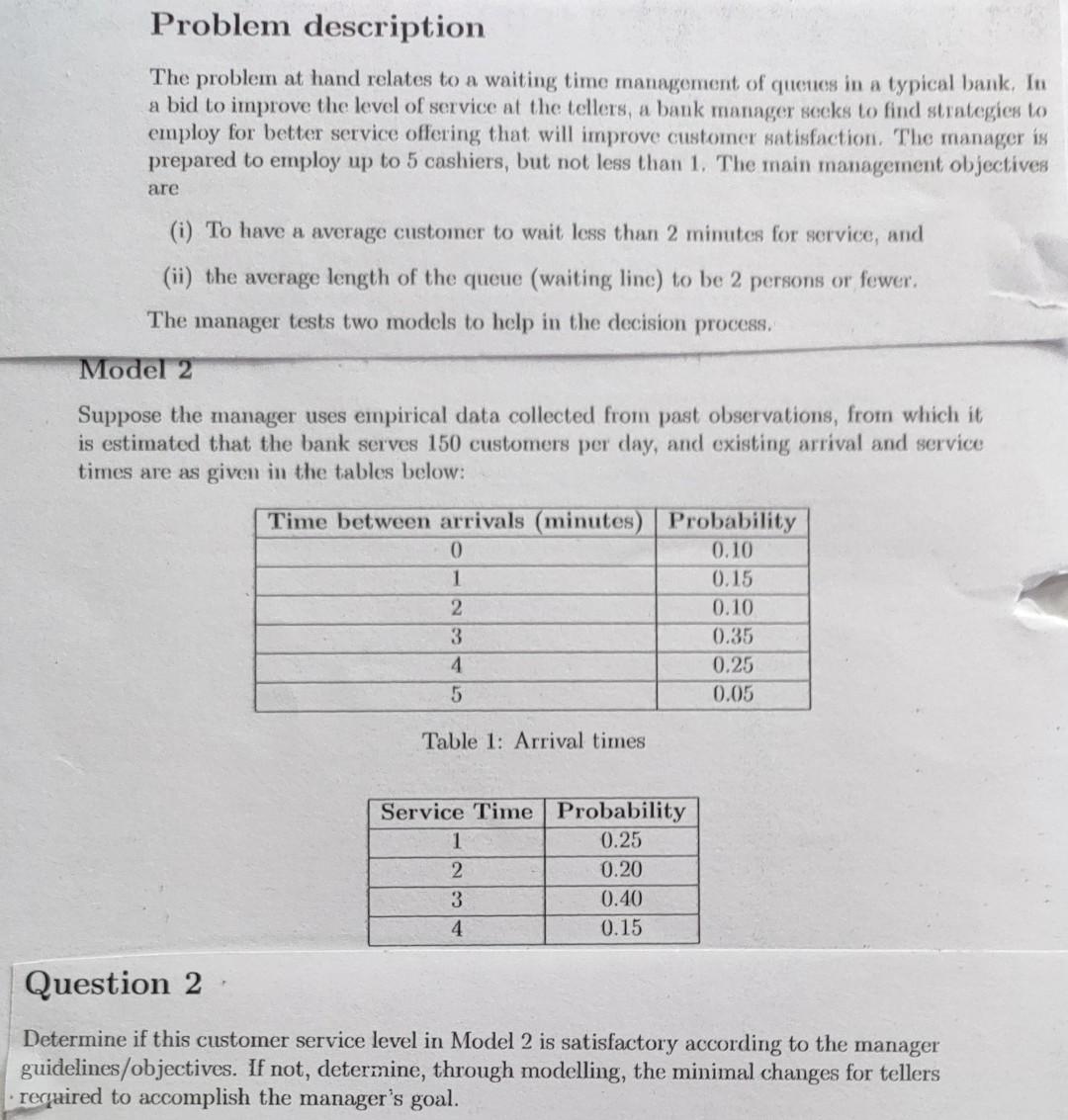 Solved Problem description The problem at hand relates to a | Chegg.com
