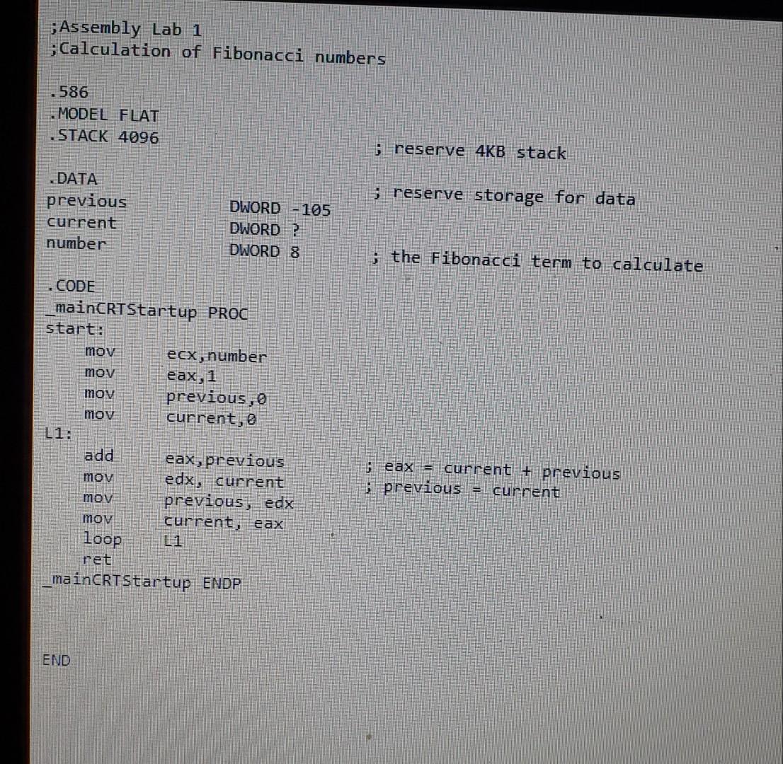 Solved 9 sum 1 ;Assembly example 2 3.586 4 MODEL FLAT | Chegg.com