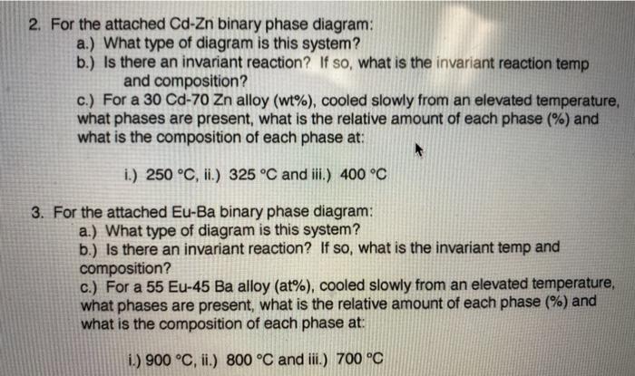 Solved 2. For The Attached Cd-Zn Binary Phase Diagram: A.) | Chegg.com