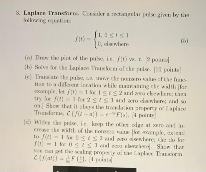 Solved 3. Laplace Transform. Consider a rectangular pulse | Chegg.com