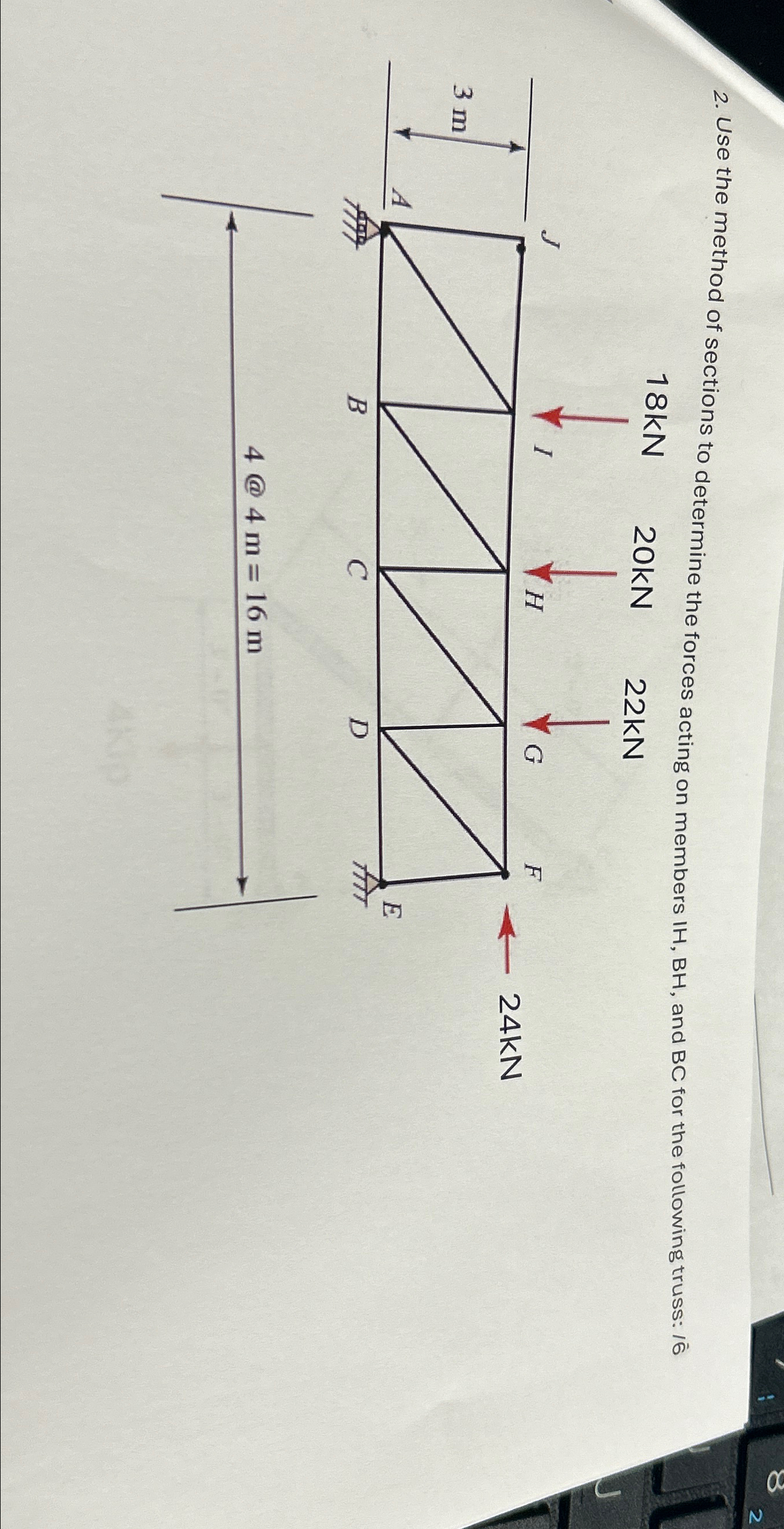 Solved Use the method of sections to determine the forces | Chegg.com