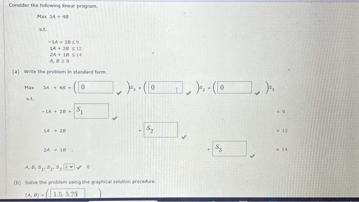 Solved Consider the following linear program. Max 3A+4B | Chegg.com