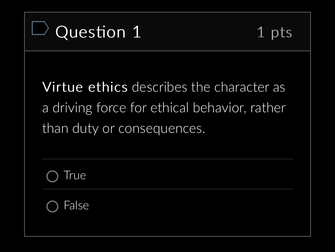 Solved Question 11 ﻿ptsVirtue ethics describes the character | Chegg.com