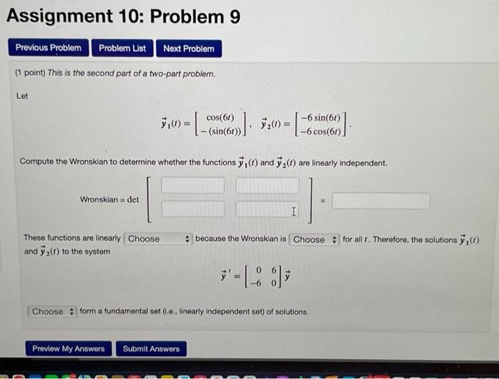 Solved (1 point) This is the second part of a two-part | Chegg.com