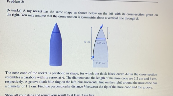 Solved [6 marks] The following diagram shows the shape of | Chegg.com