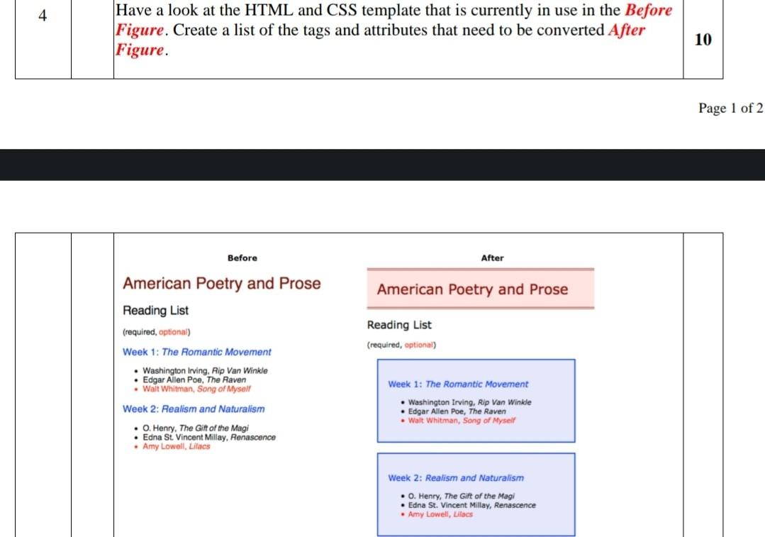 Solved Have a look at the HTML and CSS template that is | Chegg.com