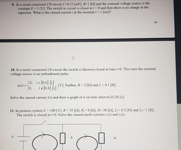 Solved 9 In A Serial Connected Cr Circuit C 0 25 Mf R Chegg Com