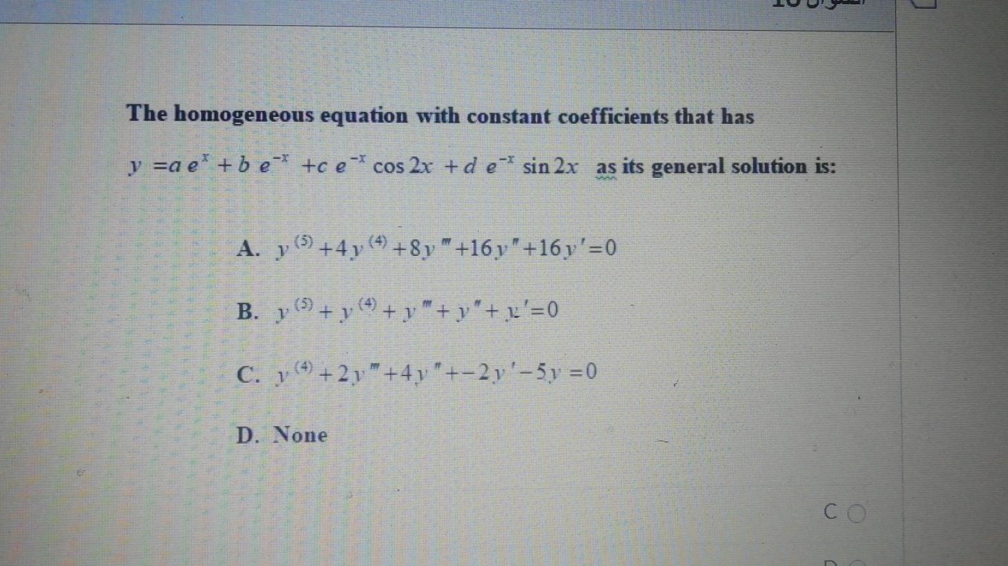 Solved J The Homogeneous Equation With Constant Coefficie Chegg Com