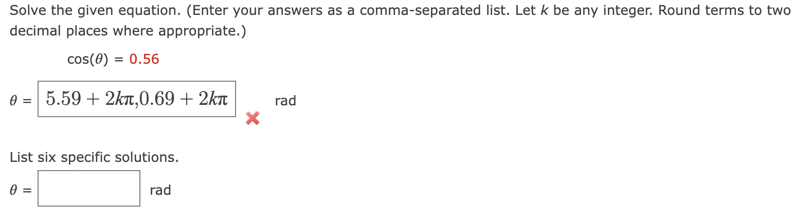 Solved Solve the given equation. (Enter your answers as a | Chegg.com