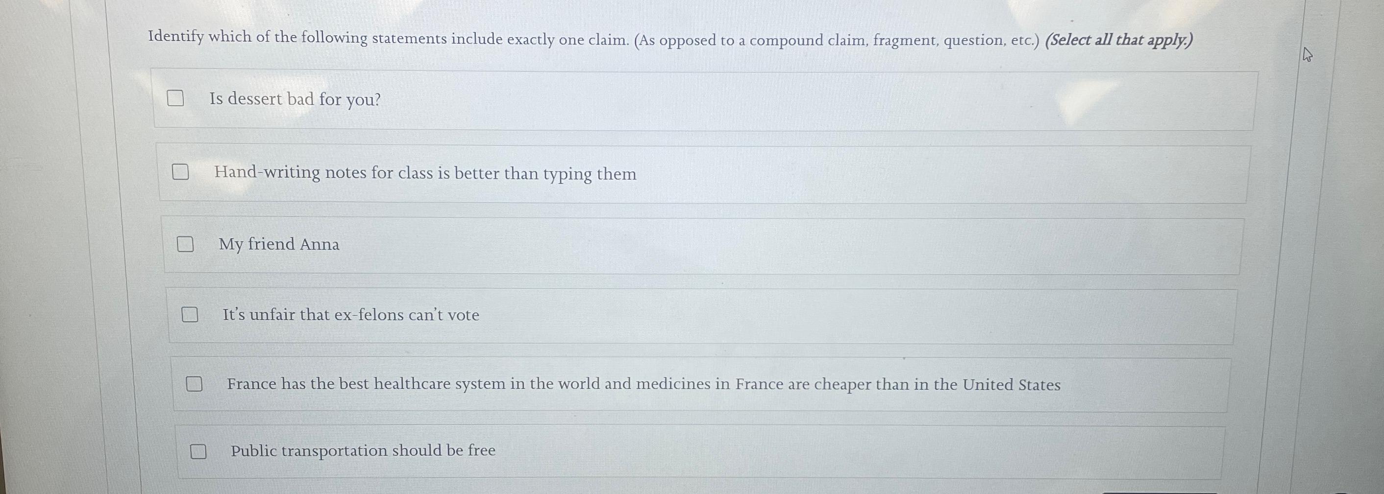 Solved Identify which of the following statements include | Chegg.com