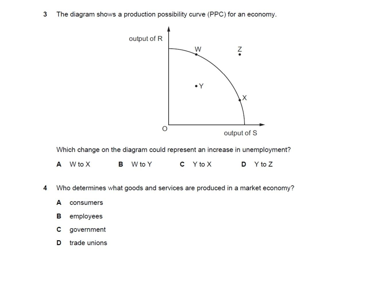 Solved 3 The diagram shows a production possibility curve | Chegg.com