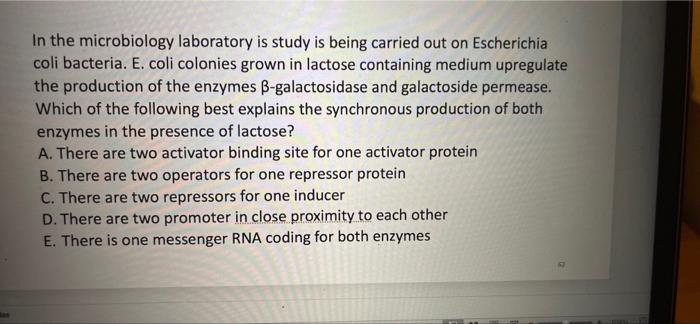 Solved In the microbiology laboratory is study is being | Chegg.com