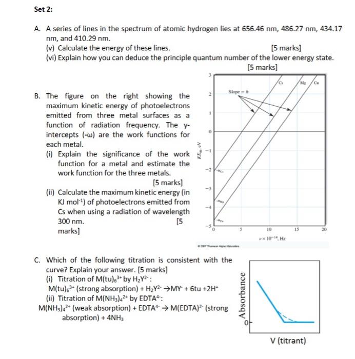 Solved Set 2: A. A series of lines in the spectrum of atomic | Chegg.com