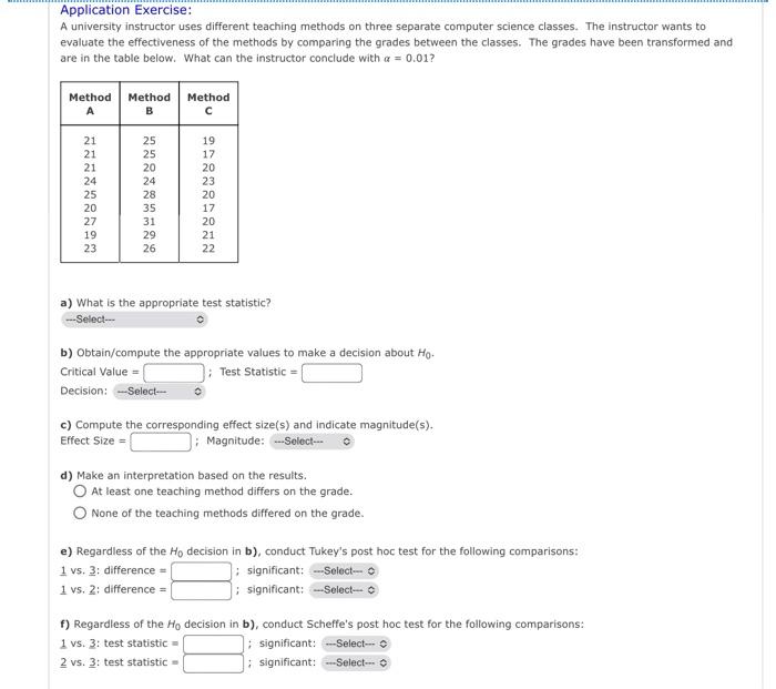 Solved Application Exercise: A university instructor uses | Chegg.com