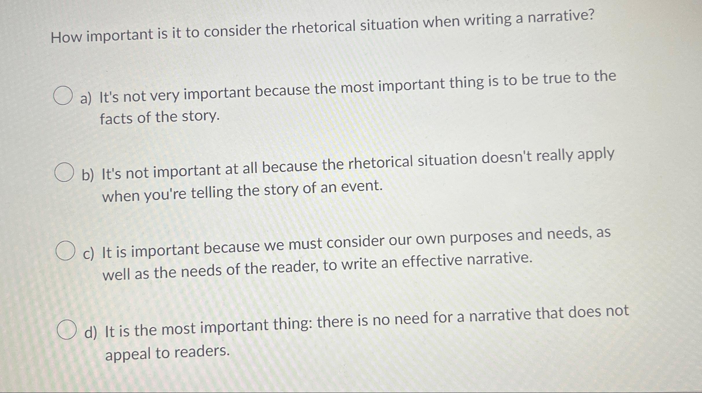 Solved How important is it to consider the rhetorical | Chegg.com