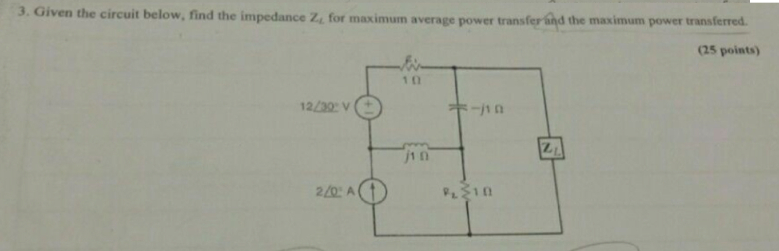 [Solved]: Given the circuit below, find the impedance Z_(L)