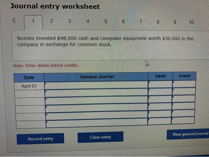 Solved Journal entry worksheet 8 9 10 Nozomi invested