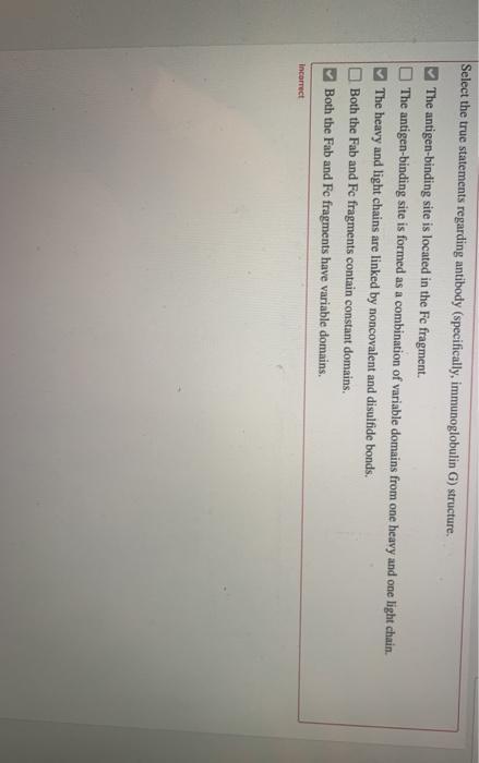 Solved Select The True Statements Regarding Antibody | Chegg.com