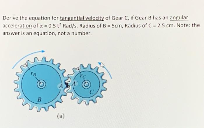 Solved Derive the equation for tangential velocity of Gear | Chegg.com